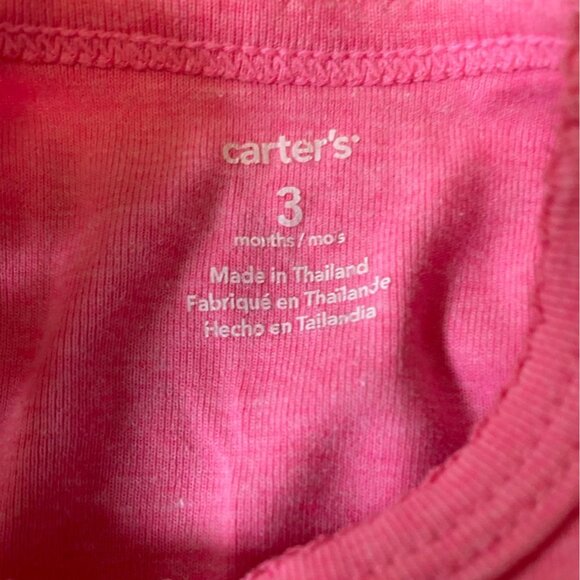 Baby Girl 3pc Bodysuit Bundle Size 3M Carters Pink Floral & Striped Patterns - Picture 7 of 11